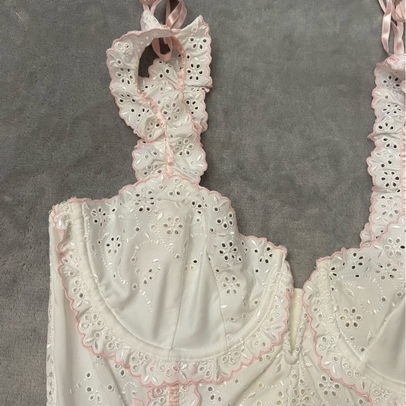 New! For Love and Lemons swirl eyelet lace bustier bra top white 10186 - Picture 8 of 12
